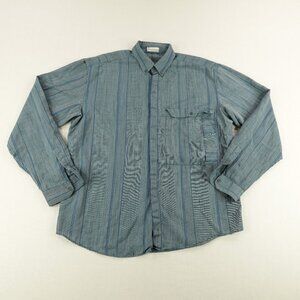 Vintage Gianni Versace Shirt Mens XL 52 Green Wool Stripes Button Up Italy ^